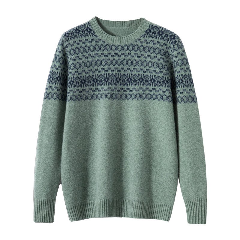 Jacquard Cashmere Sweater Men's Thickened Knitting Wool Base Shirt - Image 5