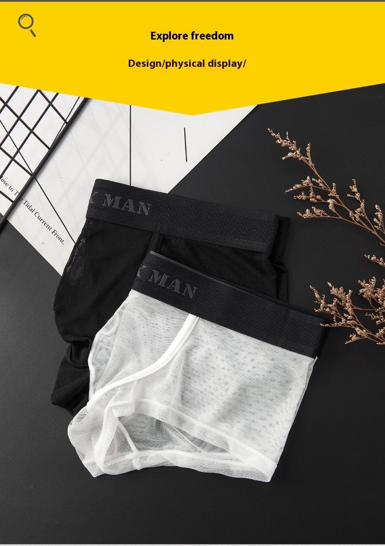 Personality Ice Silk U Convex Low Waist Thin Transparent Sexy Mesh Breathable Briefs - Image 9