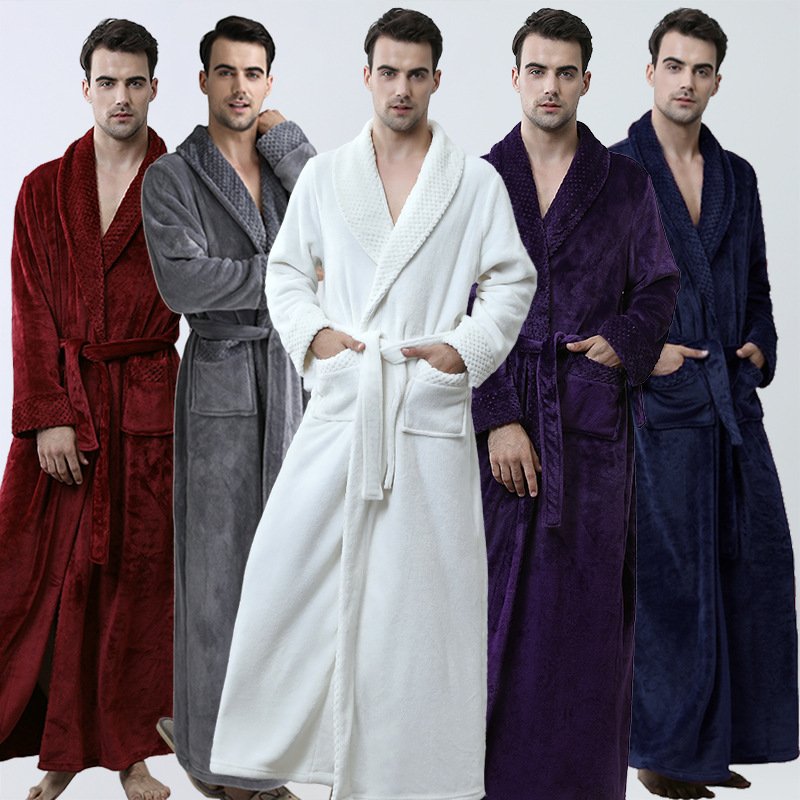 Men's Winter Coral Fleece Nightgown Homewear Thickened Pajamas - Image 8