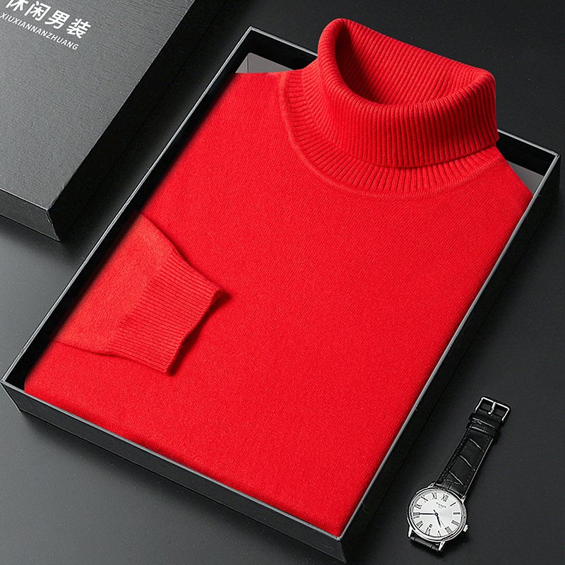 Men's Sweater Turtleneck Winter Solid Color Bottoming Sweater - Image 5