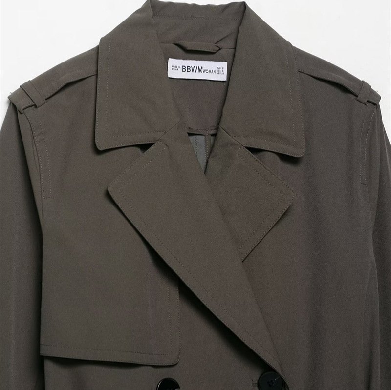 Temperament Women's Hydrophobic Windproof Double Breasted Trench Coat - Image 3