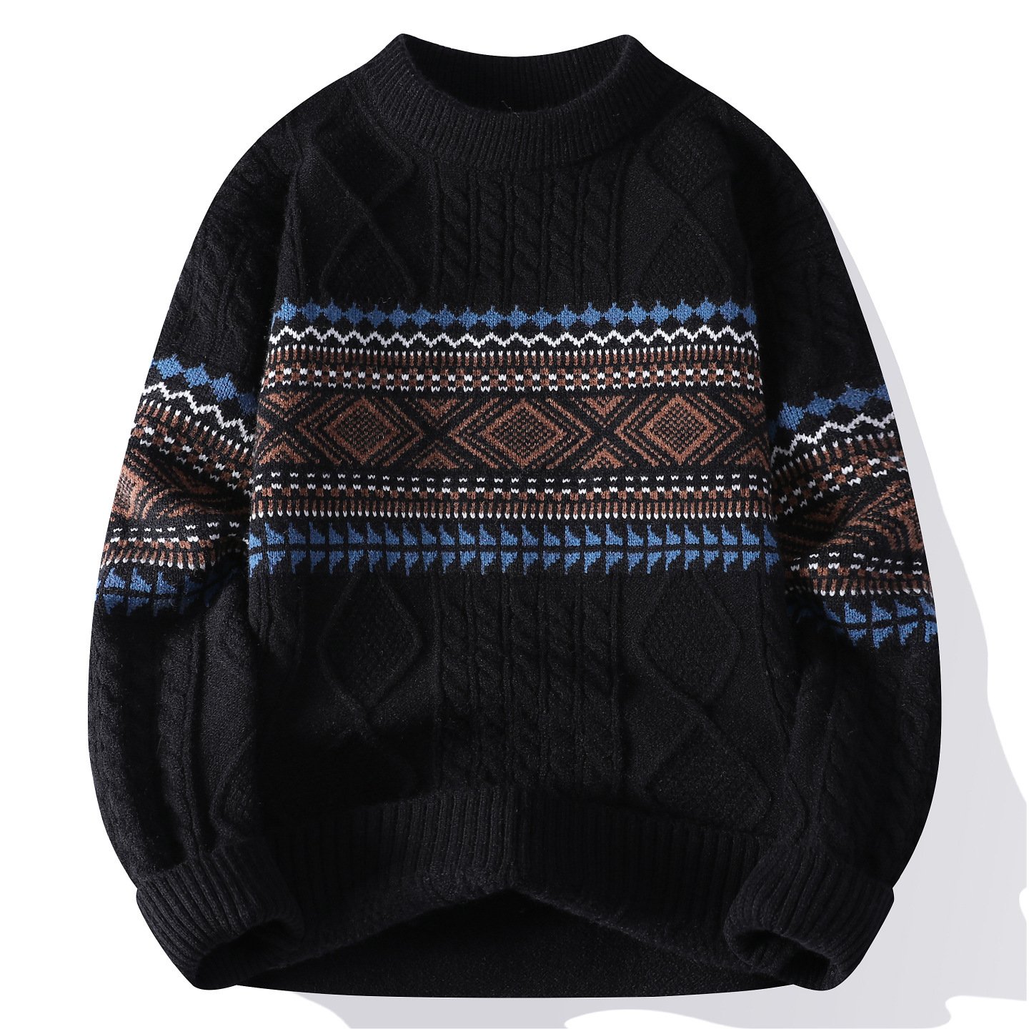 Autumn And Winter Fashion Trend Mock Neck Sweater Men - Image 8