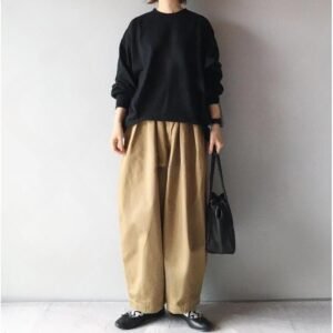 Lantern Sleeve Loose Round Neck Sweater Loose Wide Leg Pants Two-piece Set