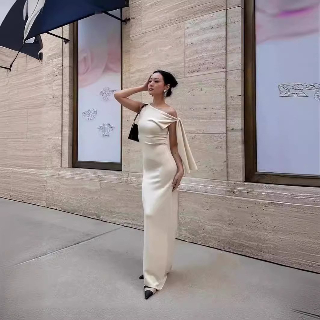 Sloping Shoulder New Women's Fashion Dress - Image 4