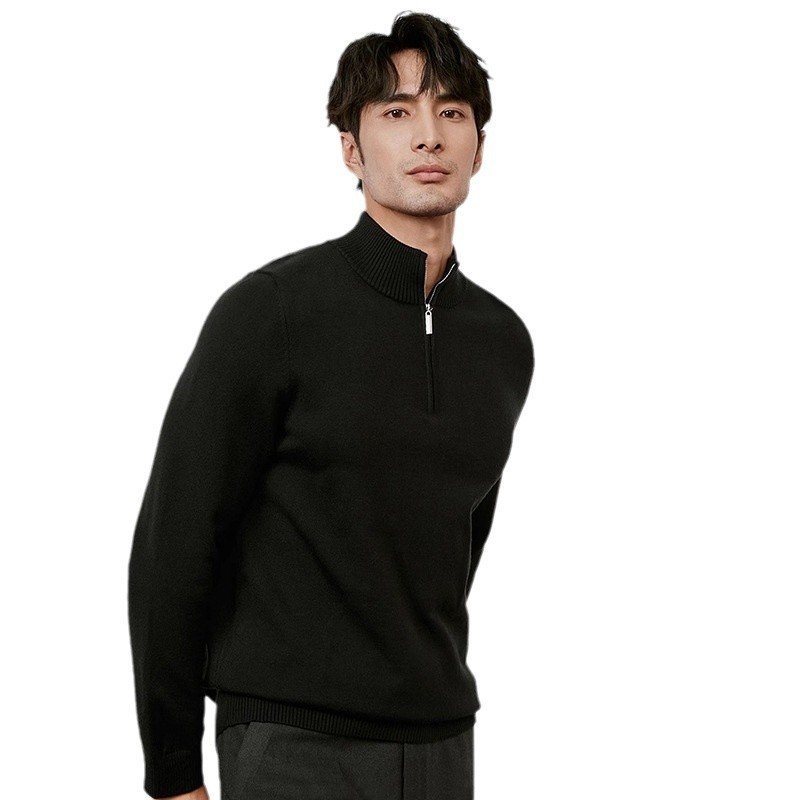 Men's Half Zipper Pullover Long Sleeve Sweater - Image 5