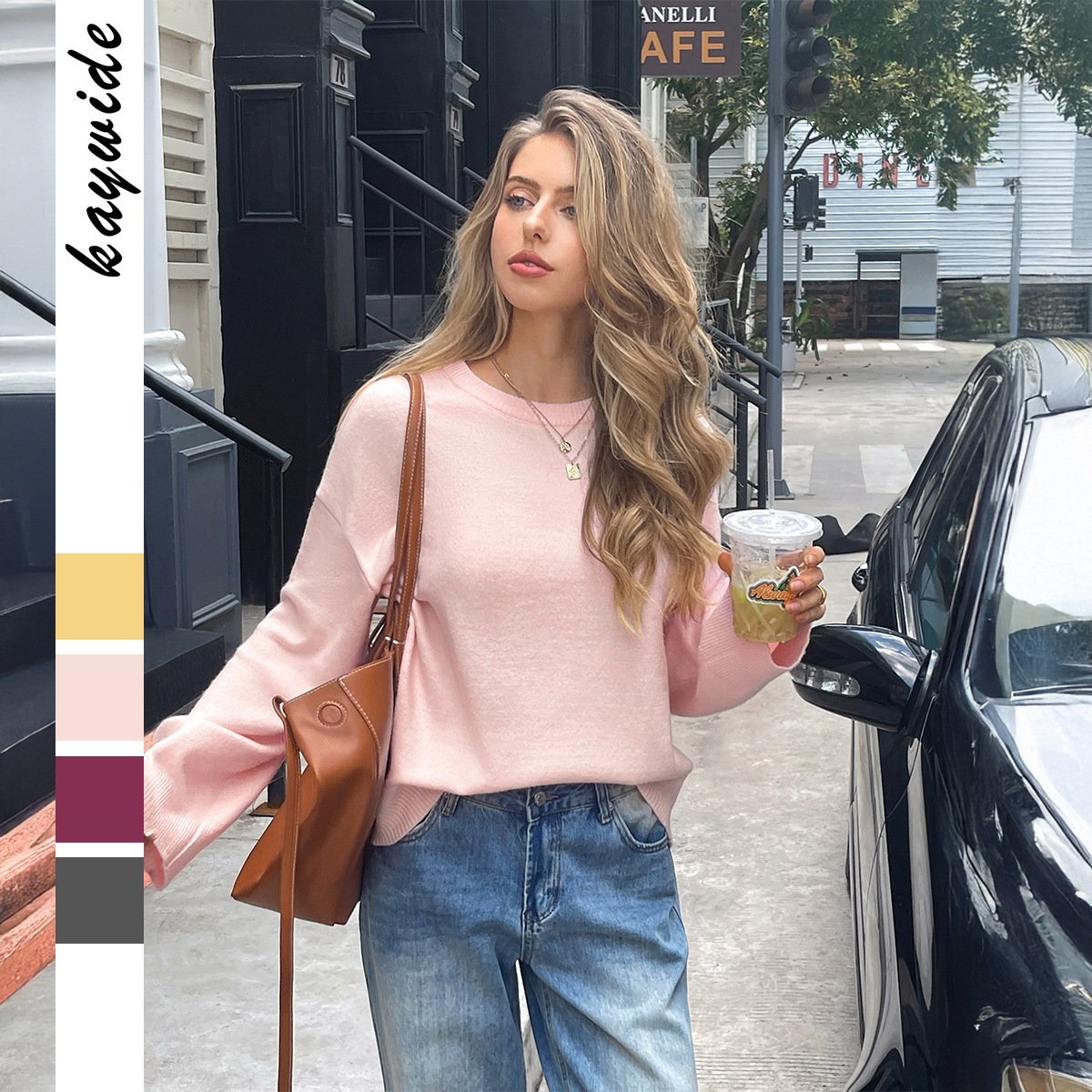 Solid Color Long Sleeve Sweaters Women's Clothing - Image 2