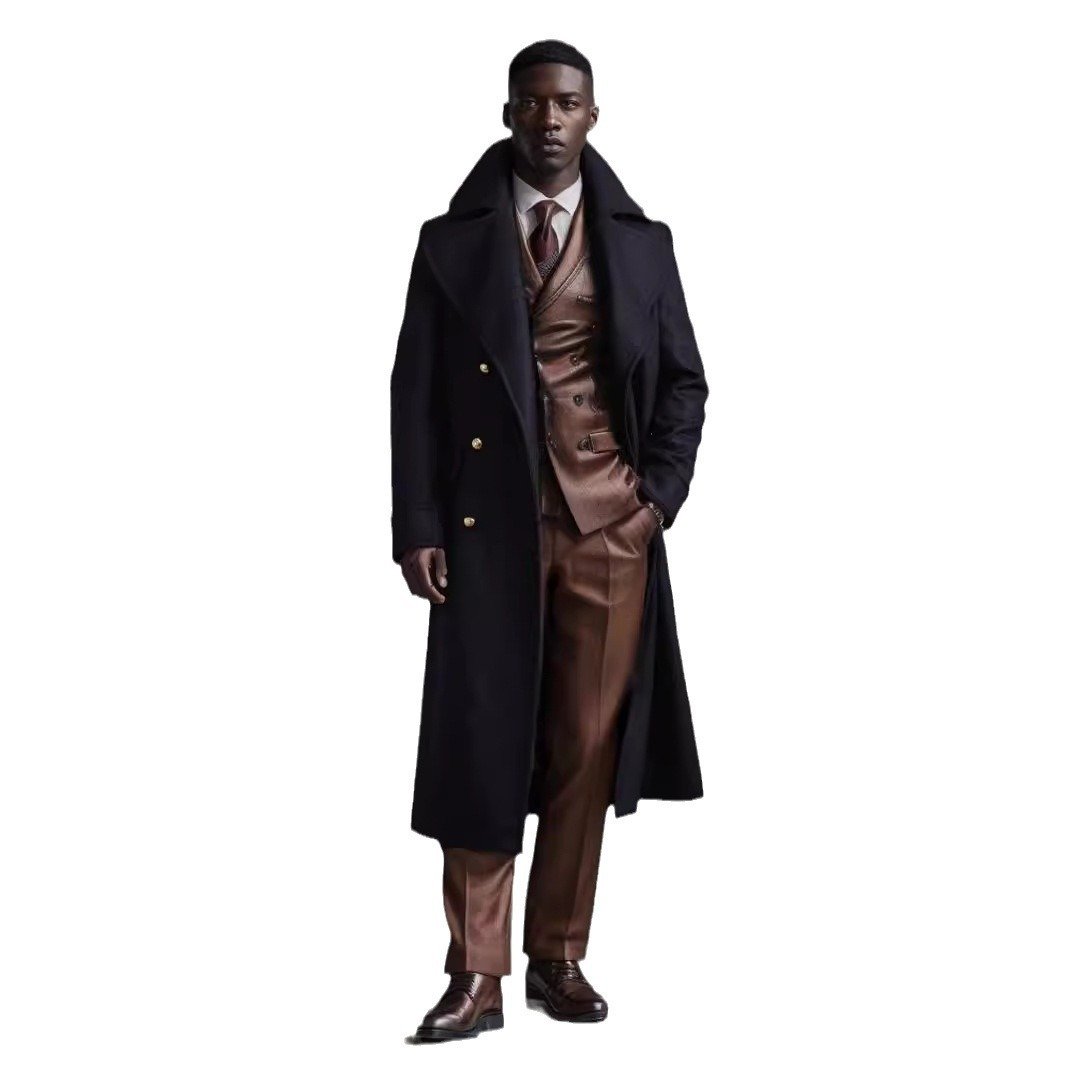 Men's Woolen Ultra-long Overcoat Overknee Fashion - Image 6