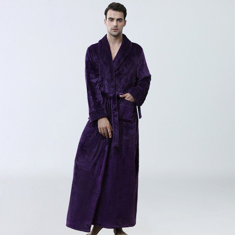 Men's Winter Coral Fleece Nightgown Homewear Thickened Pajamas - Image 4