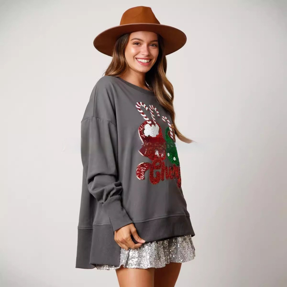 Women's Confectionery Cup Sequined Sweater Casual Loose Top - Image 2