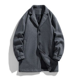 New Men's Casual Loose Mid-length Woolen Trench Coat