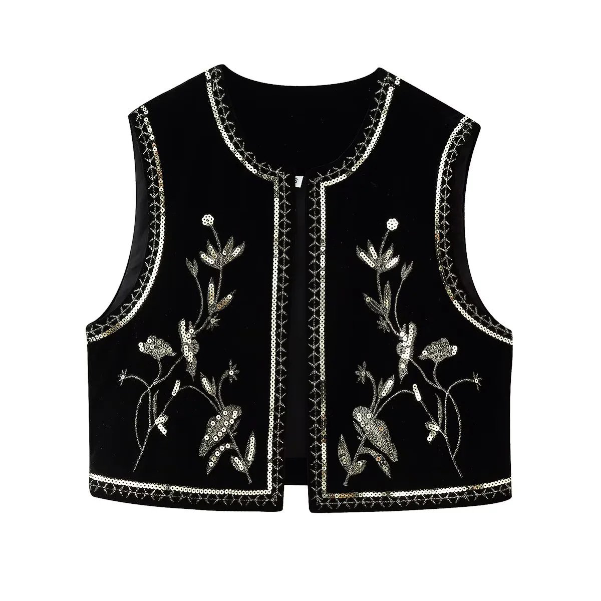 Velvet Beads Decoration Embroidered Women's Coat - Image 6