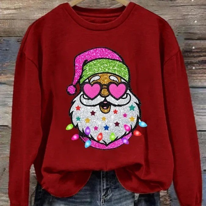 Christmas Element Printed Round-neck Non-hoodie Sweater