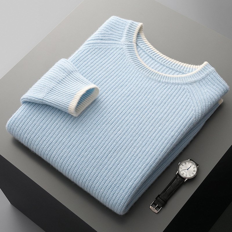 New Round Neck Double-strand Thickened Sweater For Men - Image 4