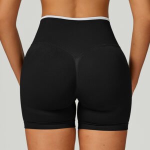 Seamless Yoga Contrast Color Binding High Waist Tight Shorts