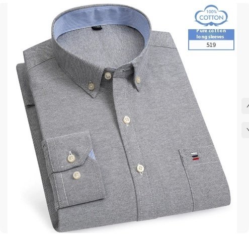 Middle-aged Men's Long Sleeve Pure Cotton Plaid Shirt - Image 9