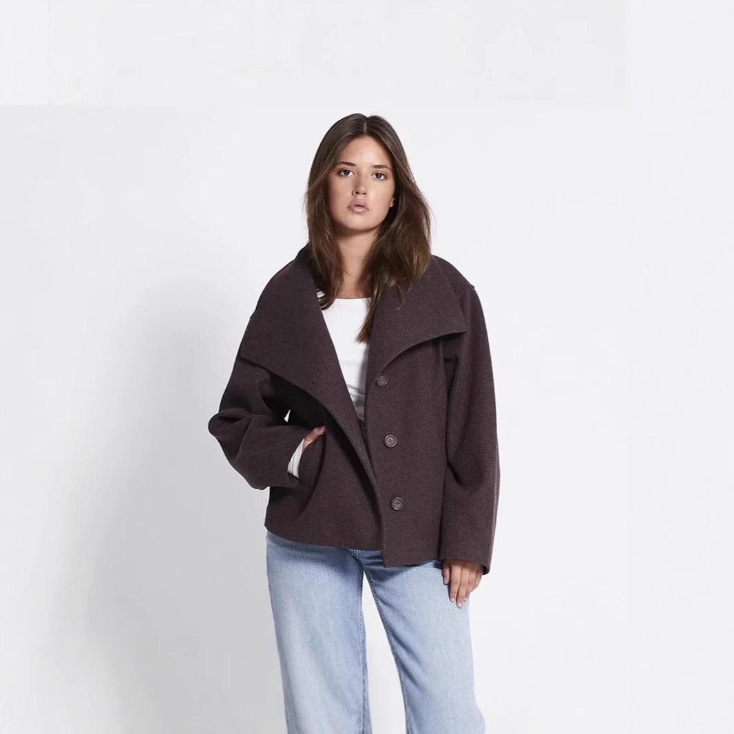 New European And American Style French Casual Single-breasted Woolen Coat