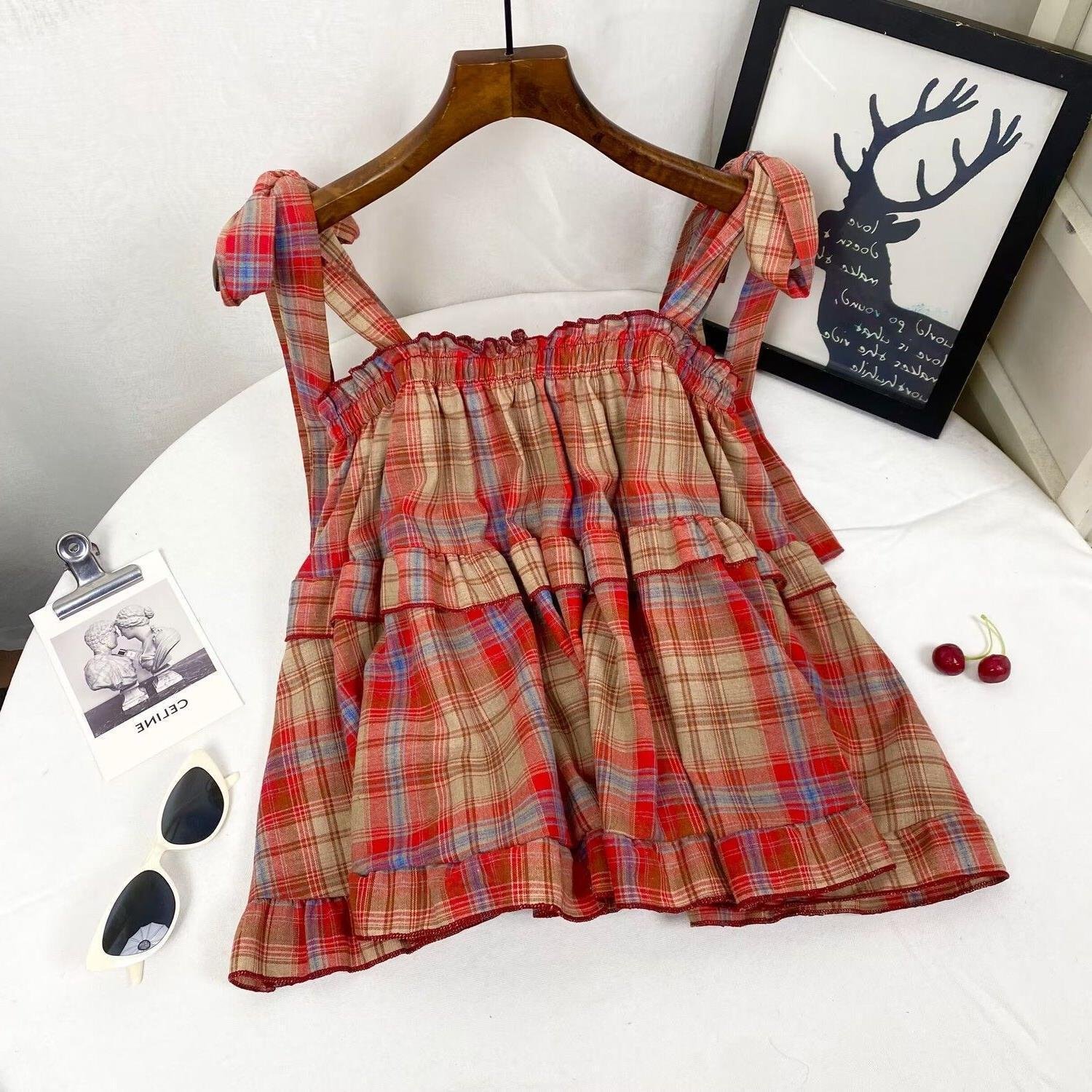 Sweet Girl Summer New Western Style Youthful-looking Ruffle Sleeveless Vest Women's Top - Image 2