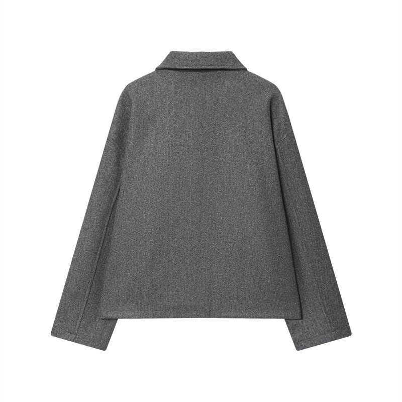 Collar casual versatile jacket with zipper and woolen coat - Image 3