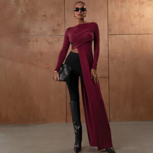 Cool Strap Top Slim Fit Round Neck Long Sleeves T-shirt