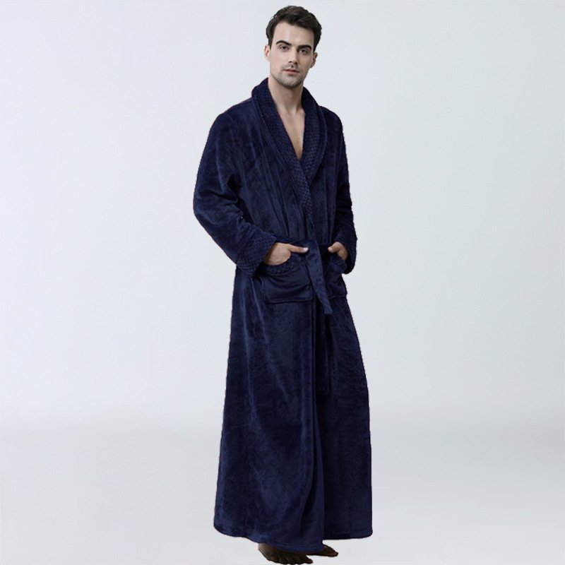 Men's Winter Coral Fleece Nightgown Homewear Thickened Pajamas - Image 3