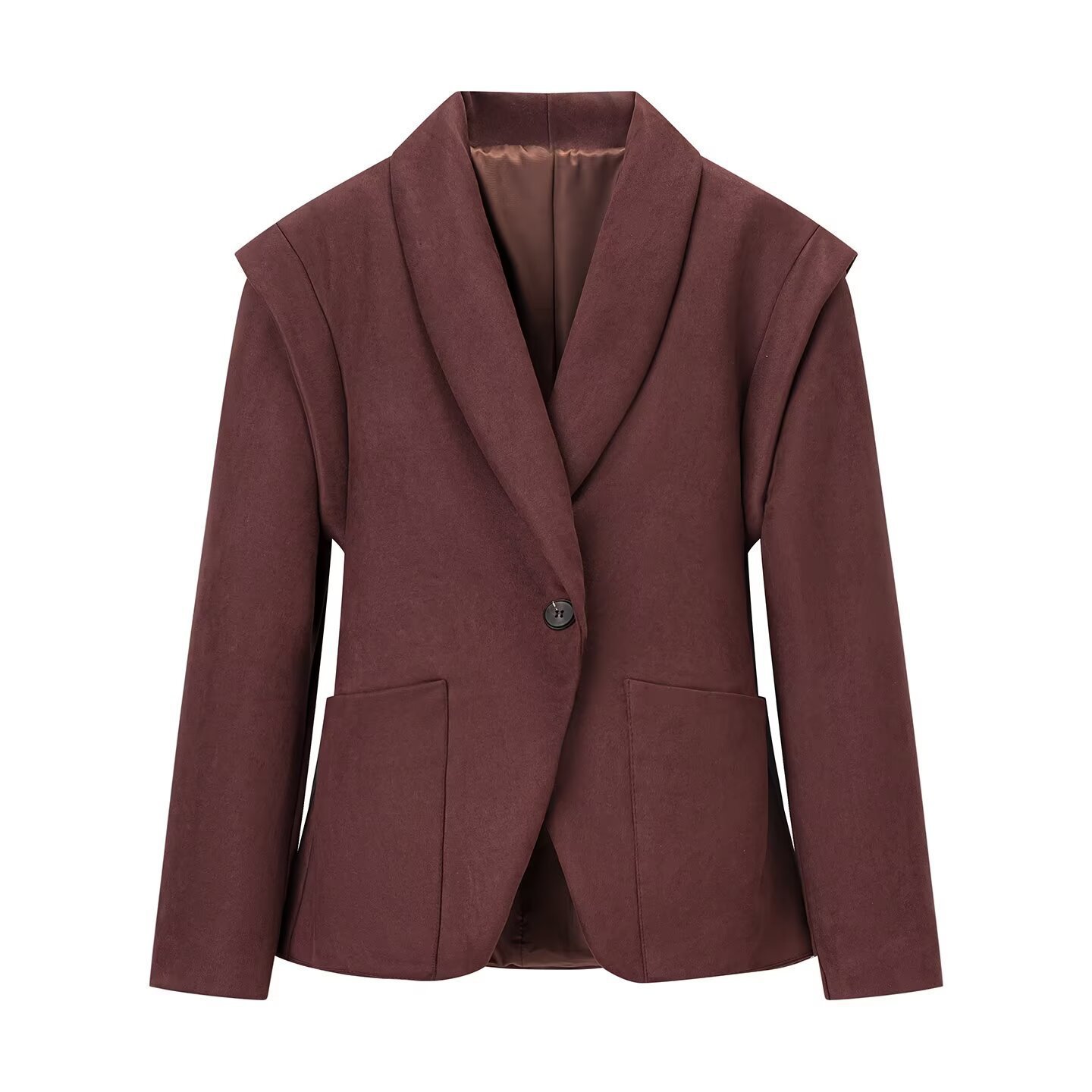 Retro Lapels Suede Waist-controlled Long Sleeves Jacket Coat - Image 4
