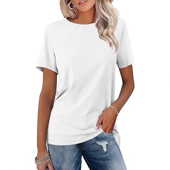 European And American Style Women Round Neck Loose Fashion Casual Short Sleeve - Image 4