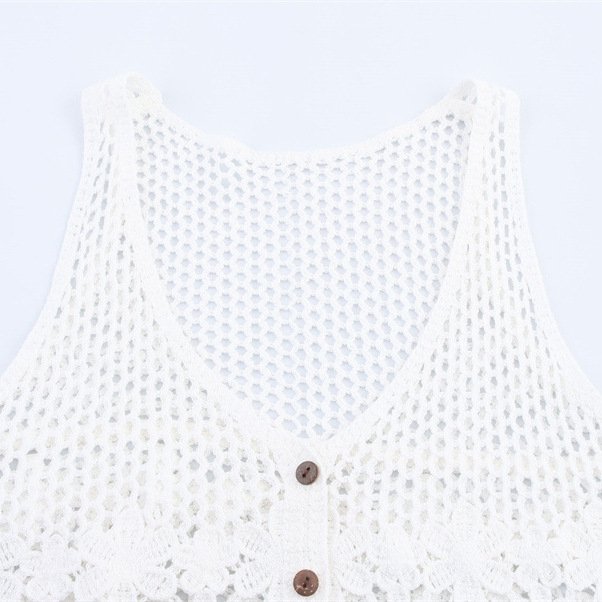 Retro Crocheted Hollow Outer Wear Women's Knitted Vest - Image 3