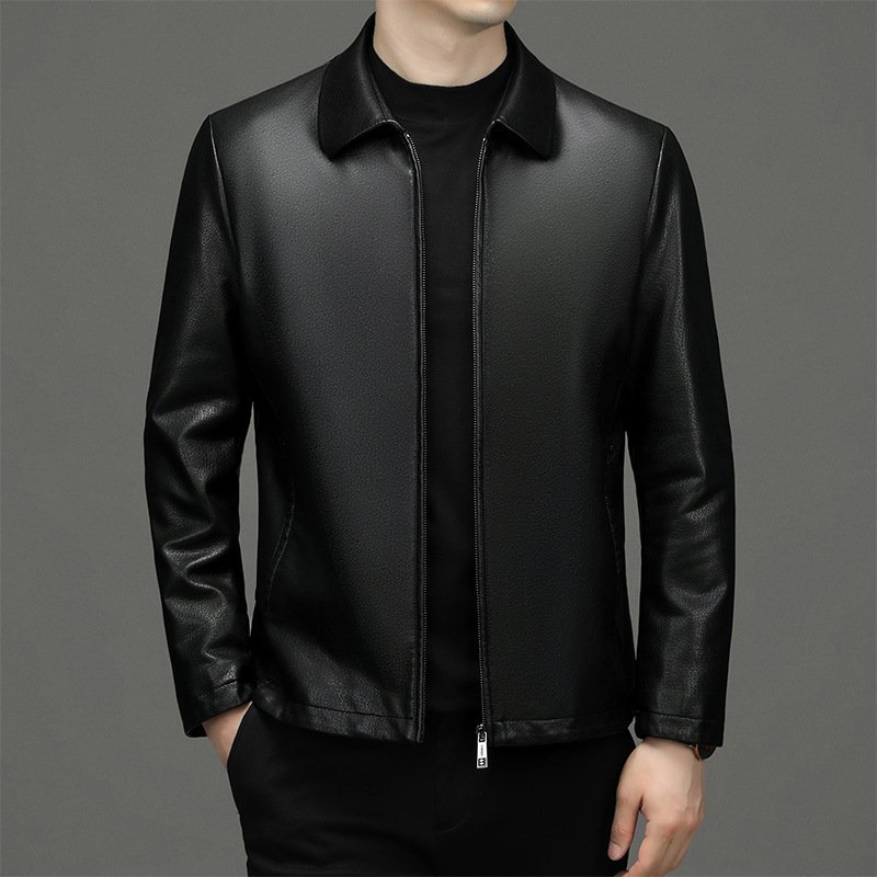 Lapel Ecological Real Leather Clothes Coat Leather Jacket Men - Image 5