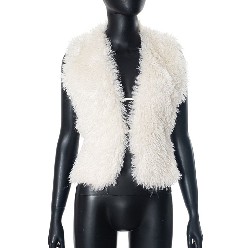 Sexy Bare Back Fur Collar Halter Vest - Image 6