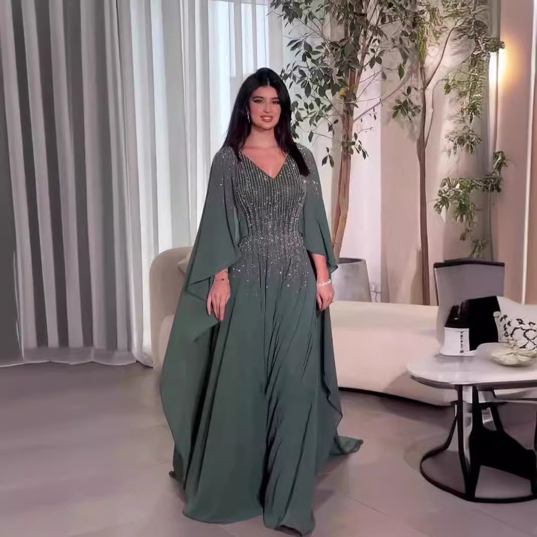 Large V-neck Rhinestone High-grade Dress Fairy - Image 6