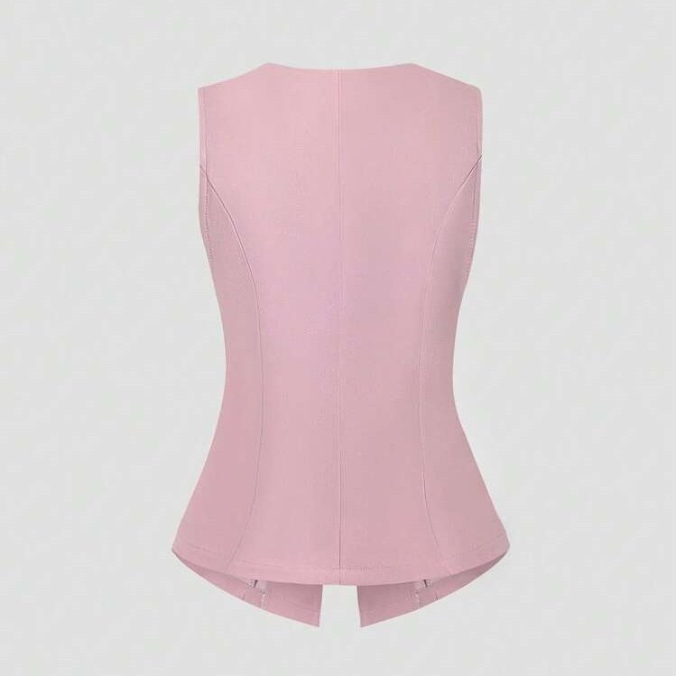 Sleeveless Round Neck Vest Fashion Women's Wear Elegant Waist-tight Solid Color - Image 3