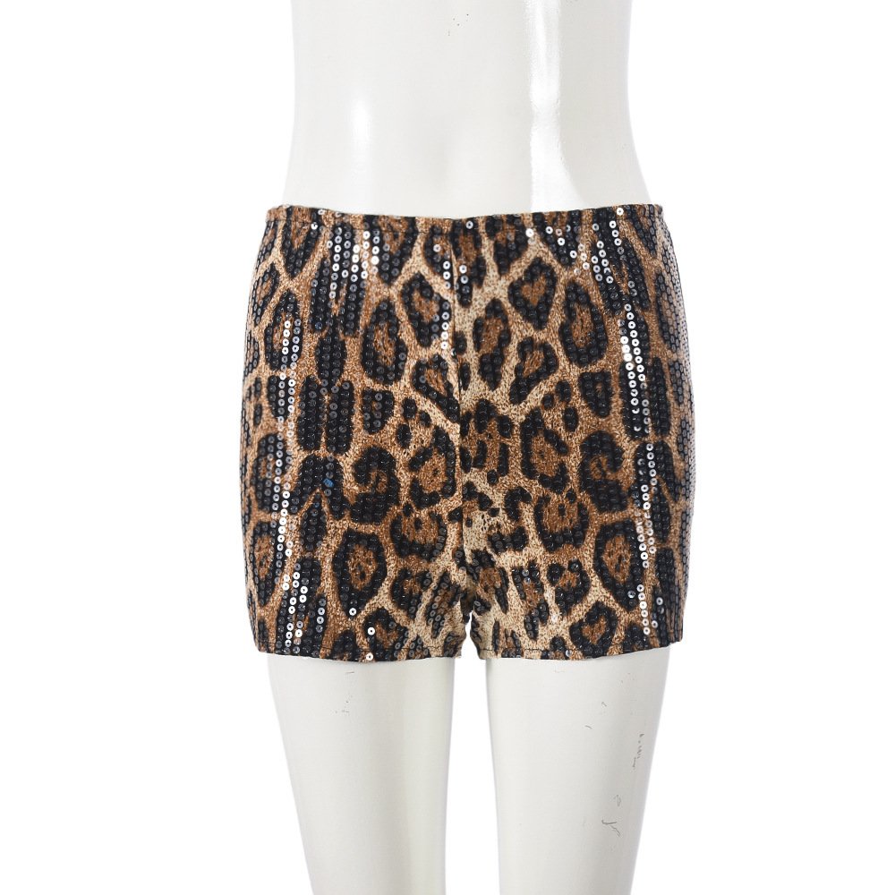 Leopard Print Elastic Waist Casual Shorts - Image 5