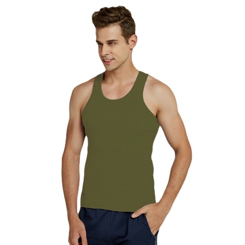 Men's Vest Cotton Slim Fit Sports Bottoming Shirt Breathable Stretch Underwear - Image 5