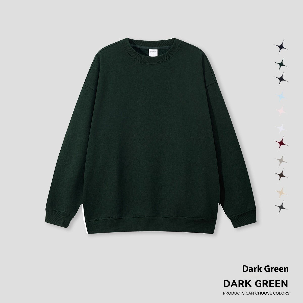 Round Neck Solid Color Hoodie Street Fashion Loose - Image 3