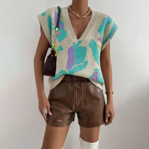 Knitted Vest V-neck Thread Jacquard Vest