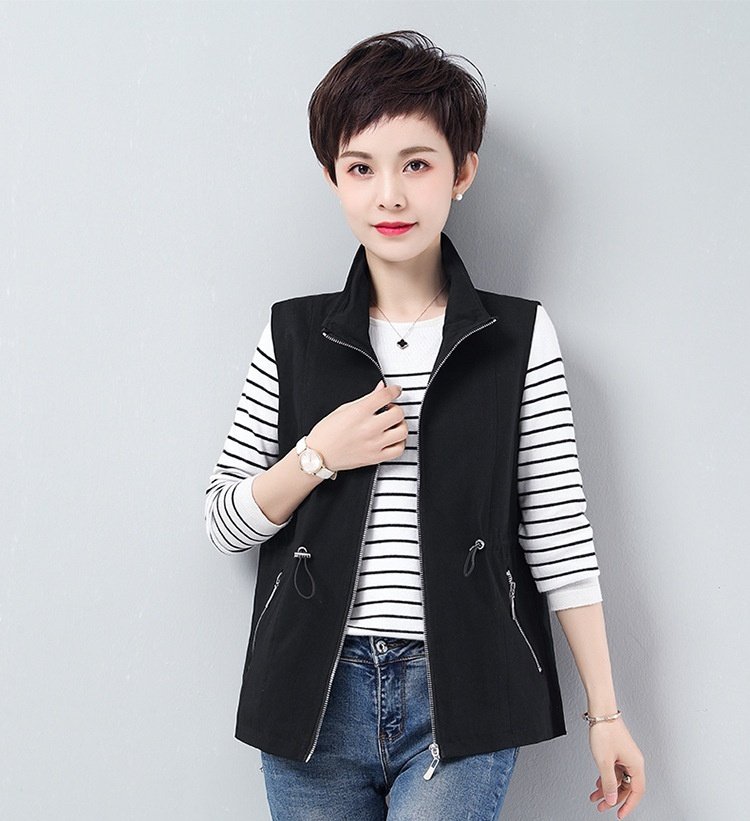 Women's Short Spring And Autumn Casual Fashion Waist-controlled Vest Cardigan - Image 6