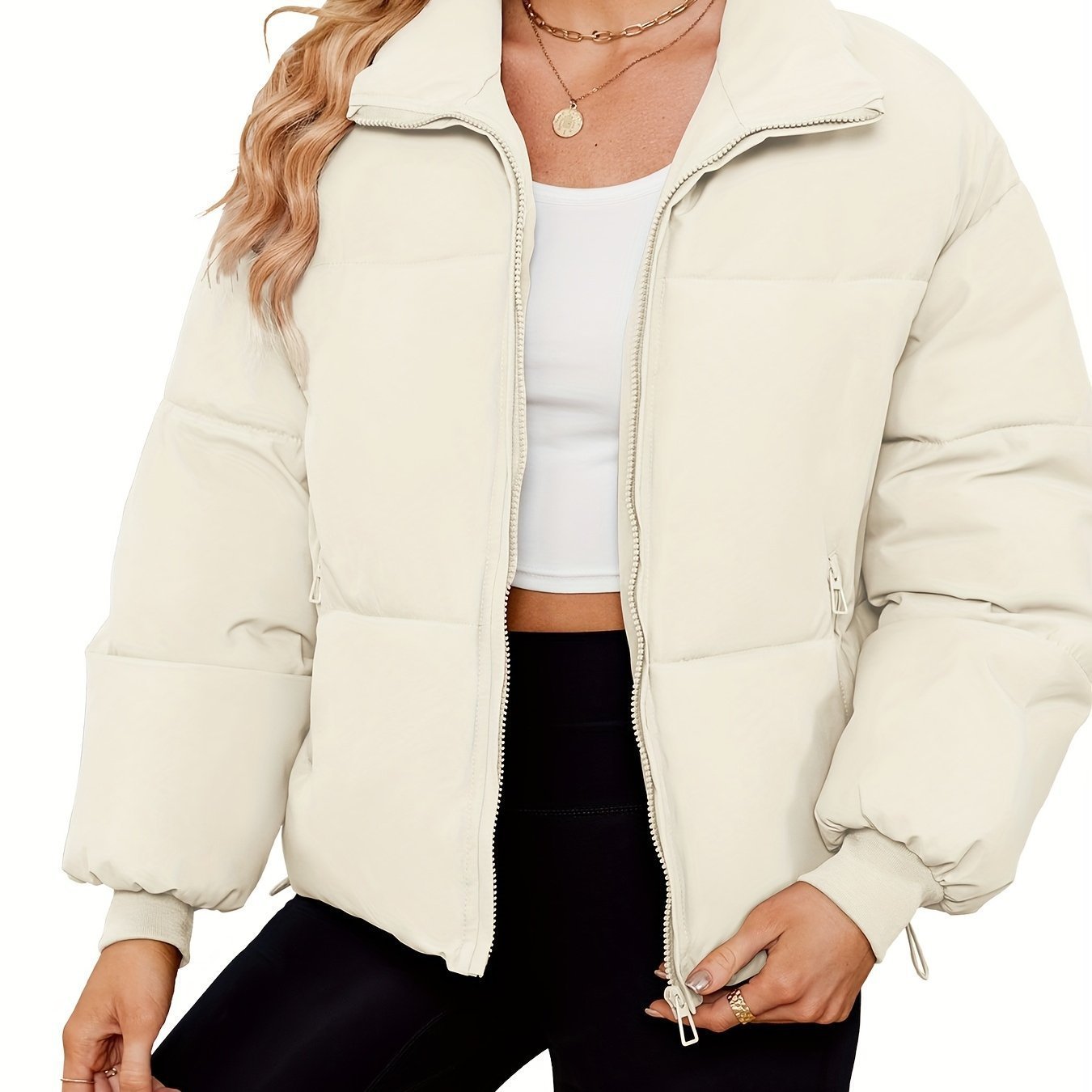 Women's Lightweight Quilted Down Jacket Casual Long Sleeve - Image 6