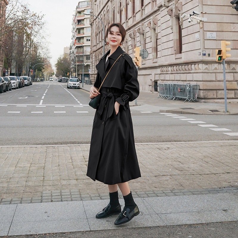 Real Shot Wine Red British Style Trench Coat Coat - Image 2