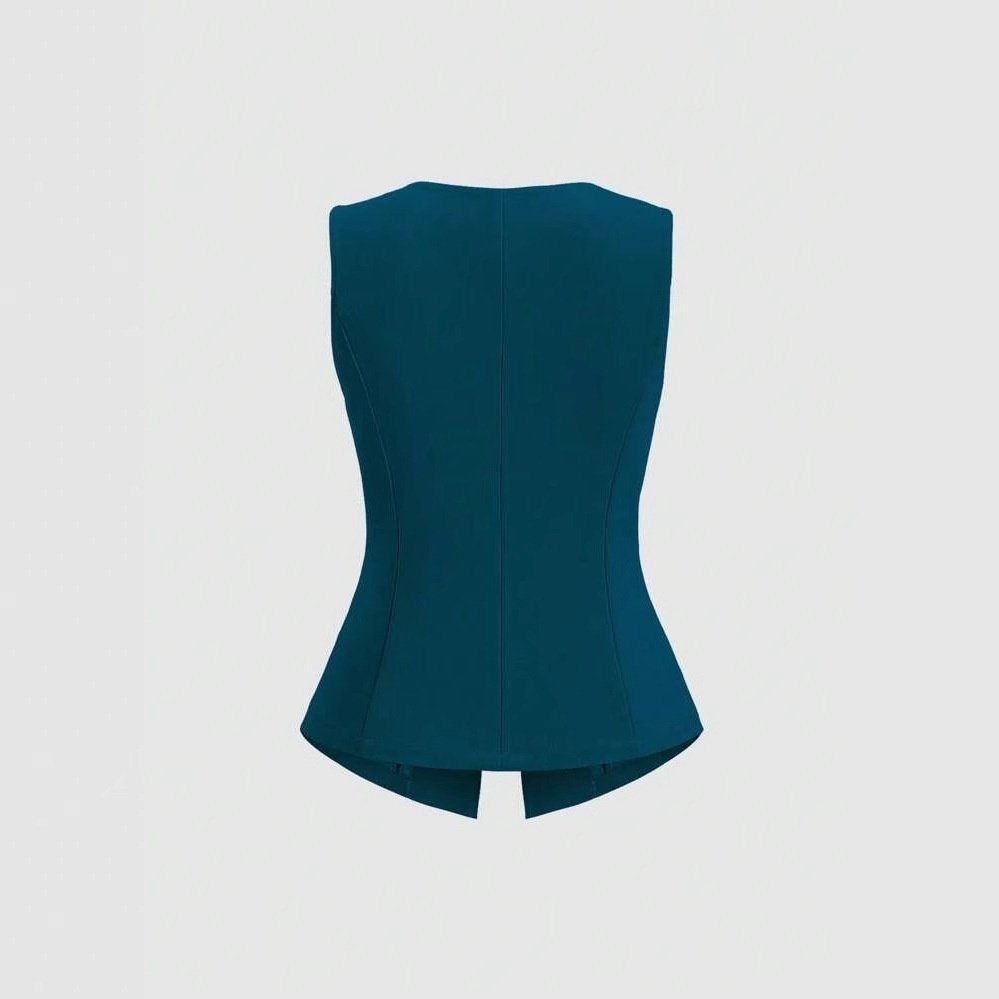 Sleeveless Round Neck Vest Fashion Women's Wear Elegant Waist-tight Solid Color - Image 2