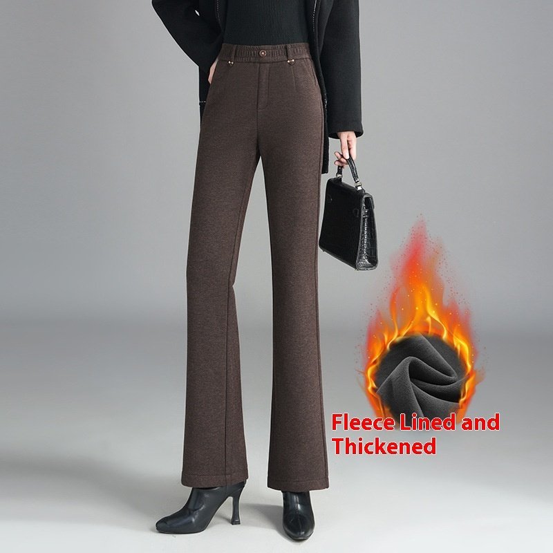 Women's Fashionable Stylish Casual Fleece-lined Slim Flare Pants - Image 2
