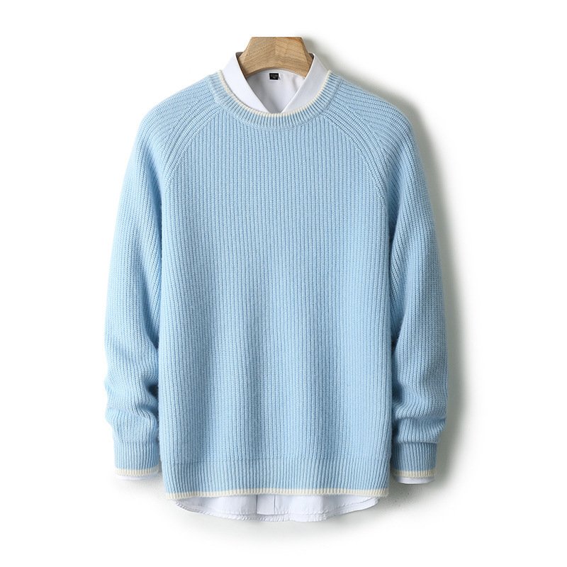New Round Neck Double-strand Thickened Sweater For Men - Image 8