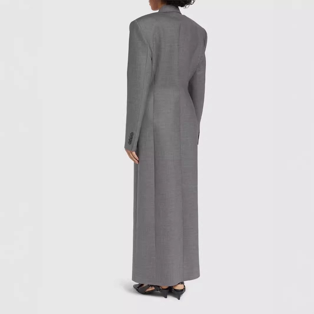 Double-breasted Long Sleeve Slim-fit Elegant Padded Shoulder Extended Suit Jacket - Image 2