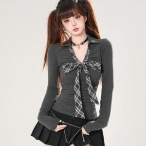 Autumn New Waist-tight Flattering V-neck Tops