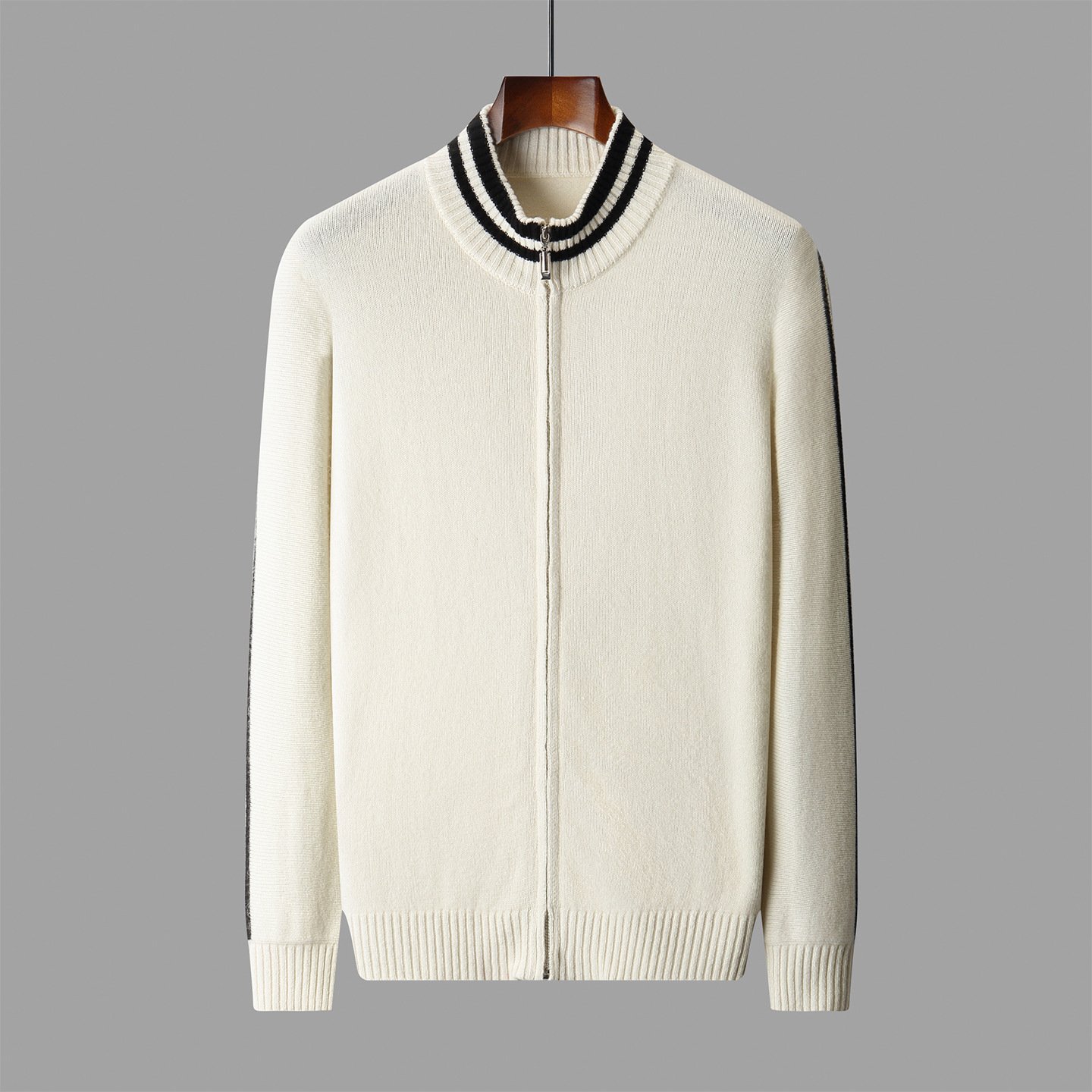 Men's Half-high Collar Knitted Slim-fitting All-matching Striped Korean Sweater - Image 6