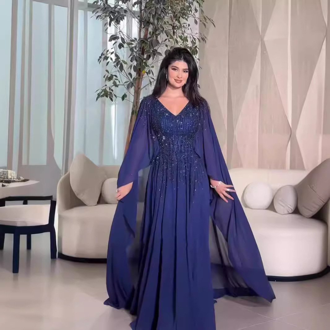 Large V-neck Rhinestone High-grade Dress Fairy - Image 4