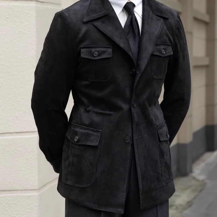 Vintage Multi-pocket Hunting Men's Italian Casual Plankton Handsome Trench Coat - Image 2