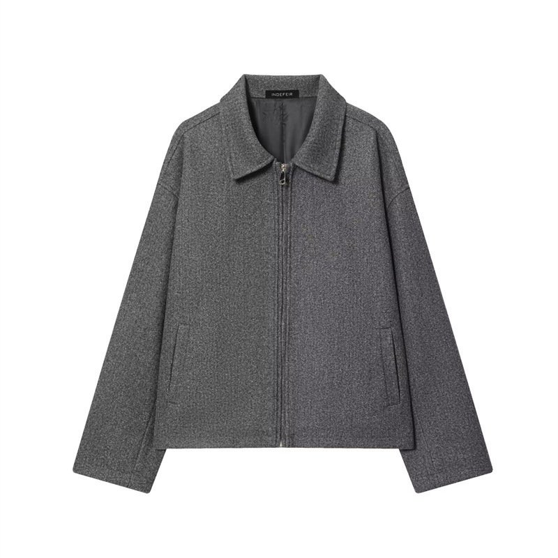 Collar casual versatile jacket with zipper and woolen coat - Image 2