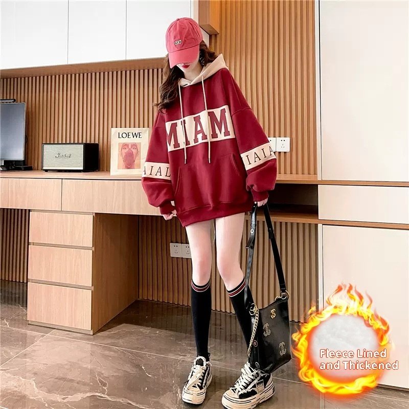 Thickened Assorted Colors Letter Hooded Sweater - Image 4