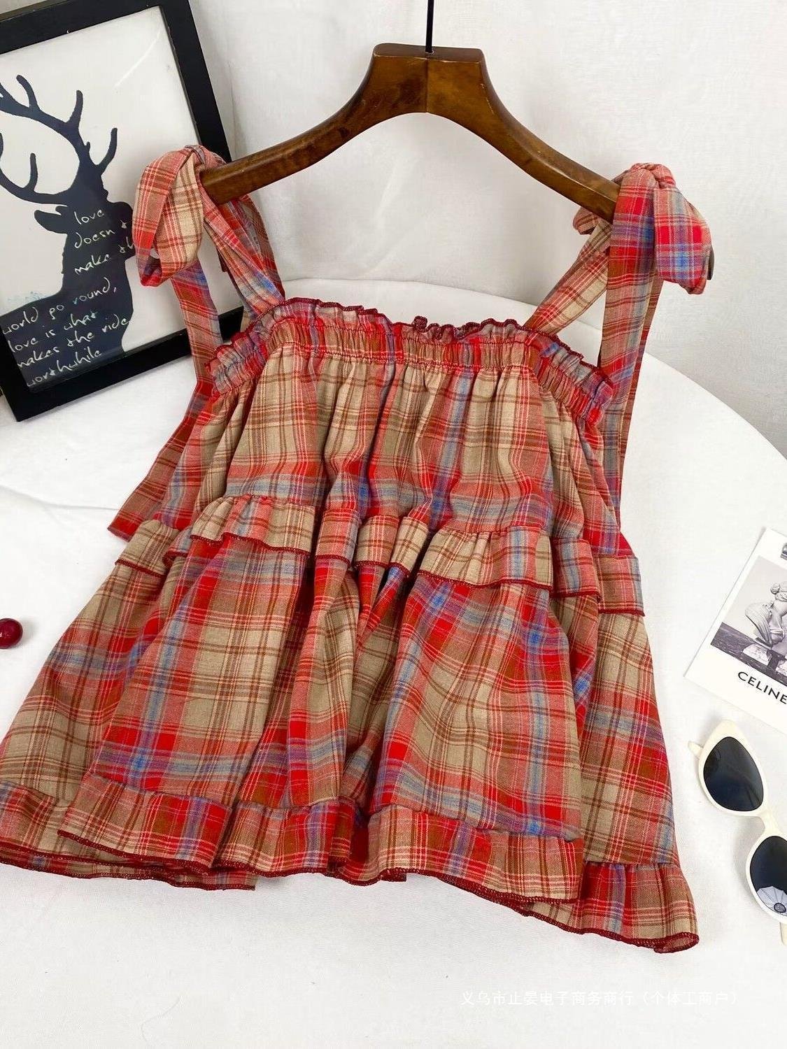 Sweet Girl Summer New Western Style Youthful-looking Ruffle Sleeveless Vest Women's Top - Image 4