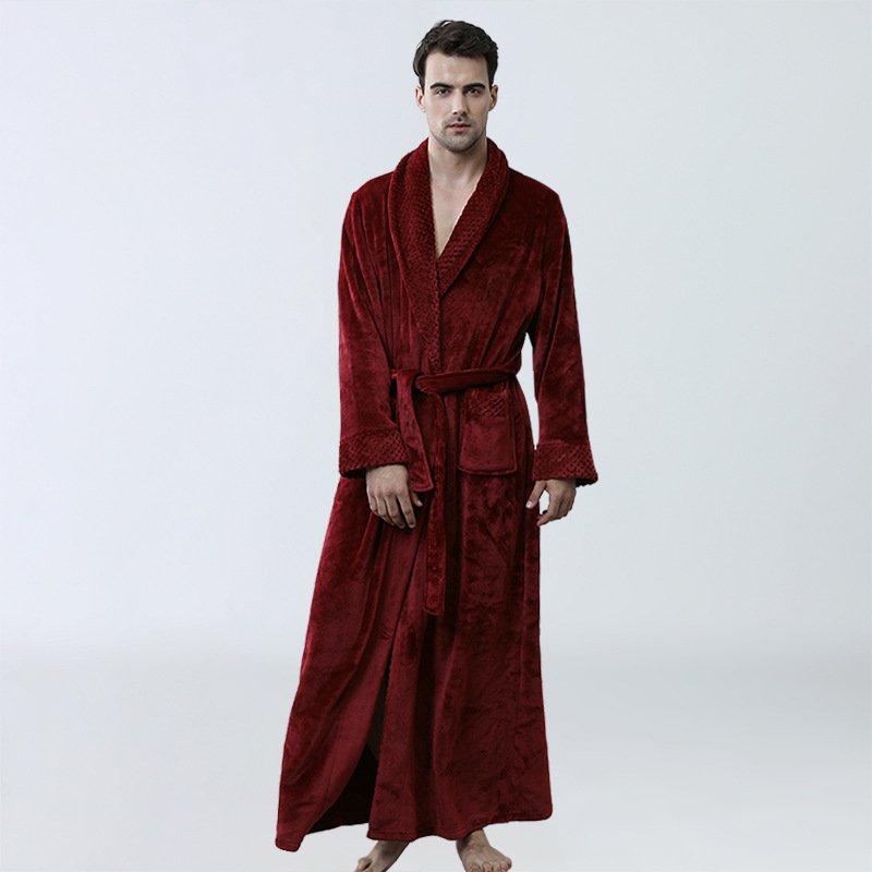 Men's Winter Coral Fleece Nightgown Homewear Thickened Pajamas - Image 6